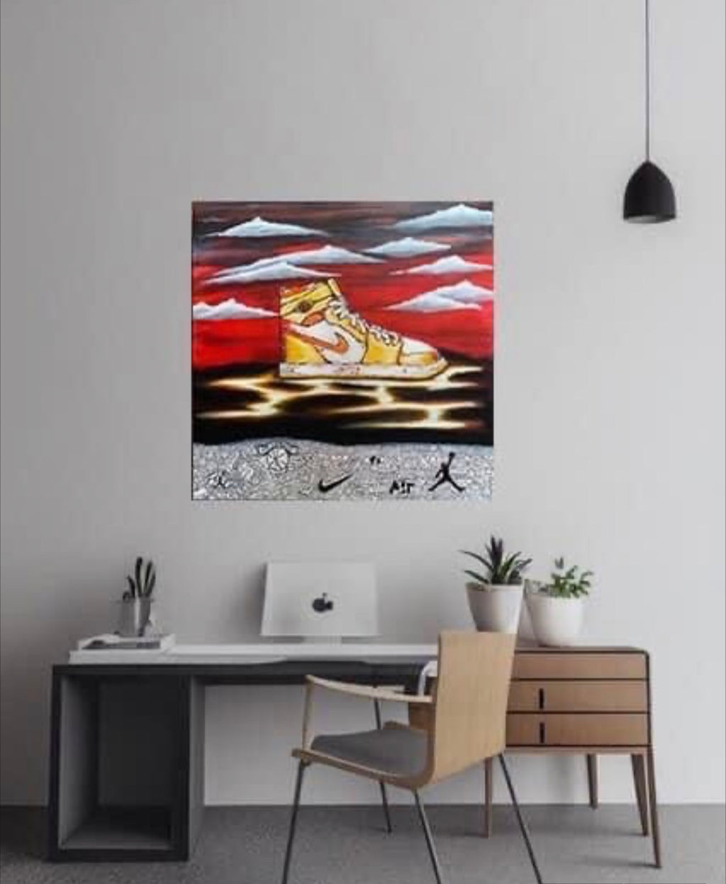 Air Jordan Dreamscape – Sneaker Pop Art Canvas, 30x30 Abstract Red Sky