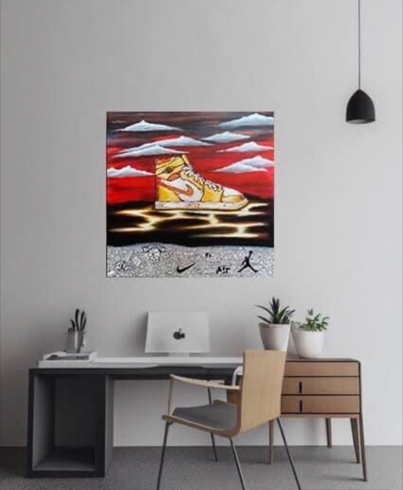 Air Jordan Dreamscape – Sneaker Pop Art Canvas, 30x30 Abstract Red Sky