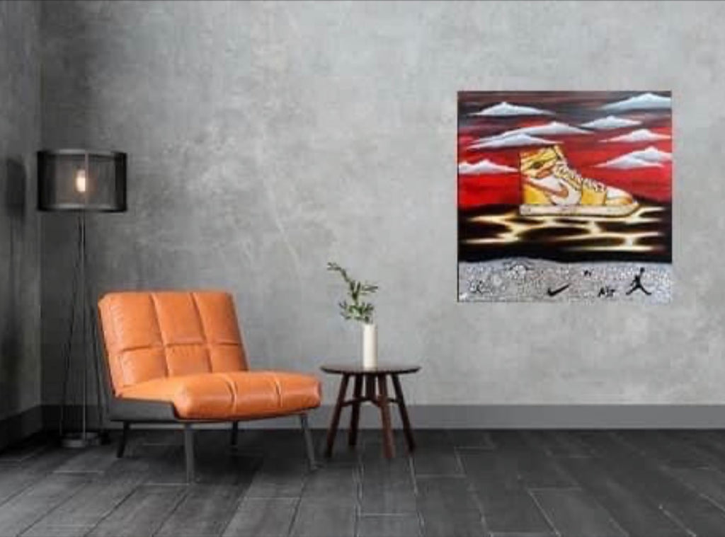 Air Jordan Dreamscape – Sneaker Pop Art Canvas, 30x30 Abstract Red Sky