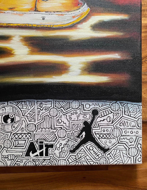Air Jordan Dreamscape – Sneaker Pop Art Canvas, 30x30 Abstract Red Sky