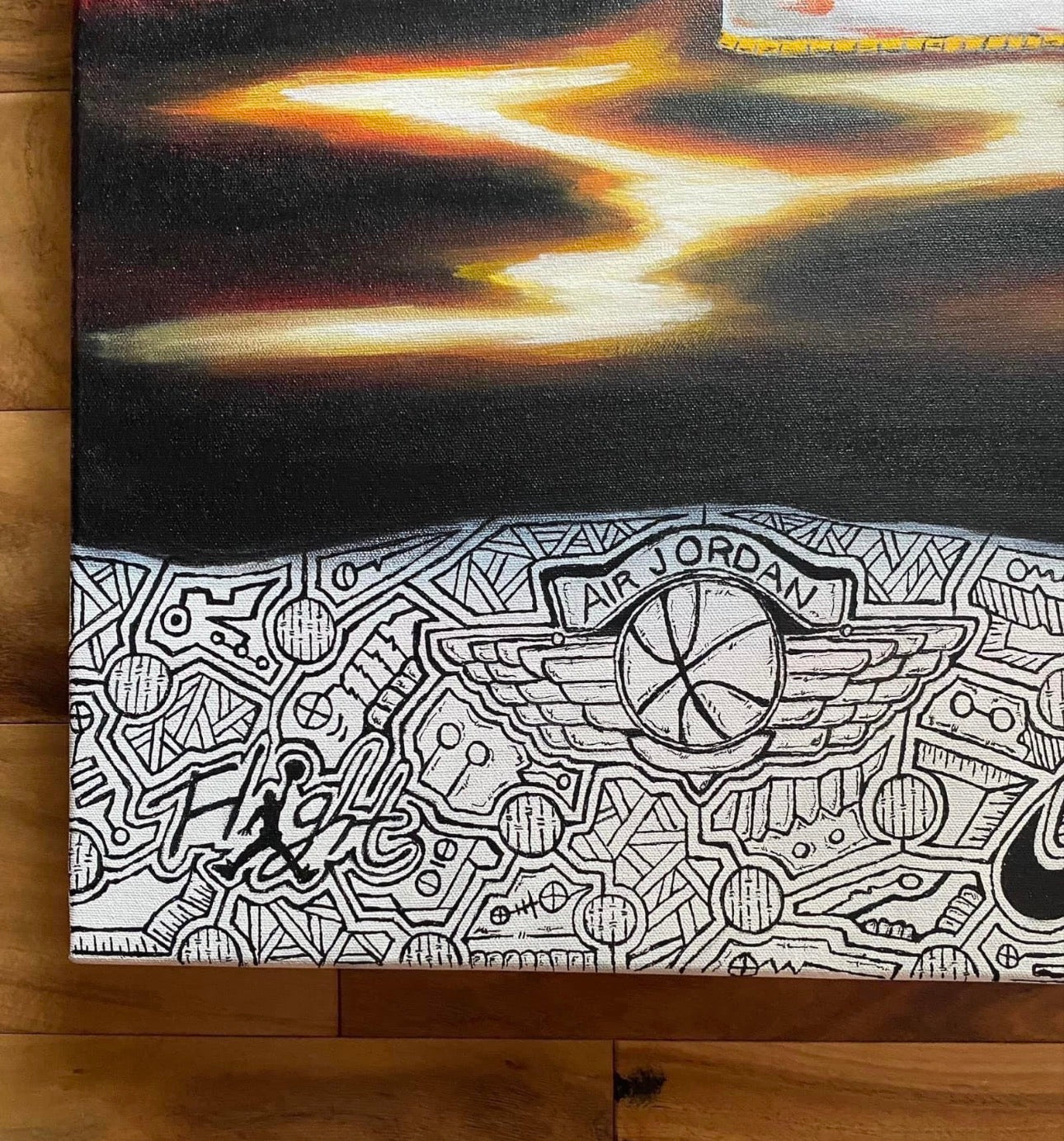 Air Jordan Dreamscape – Sneaker Pop Art Canvas, 30x30 Abstract Red Sky