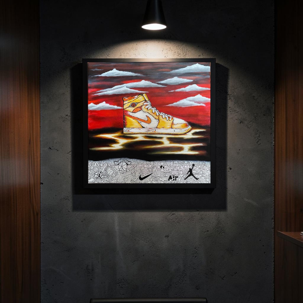 Air Jordan Dreamscape – Sneaker Pop Art Canvas, 30x30 Abstract Red Sky