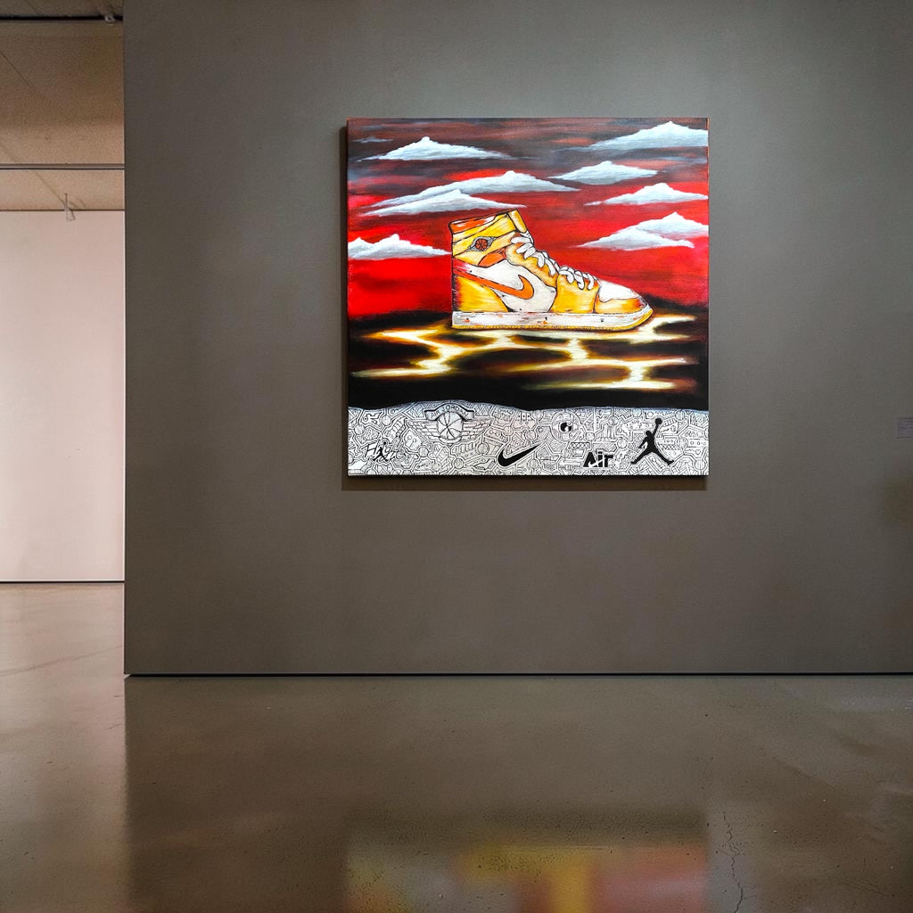 Air Jordan Dreamscape – Sneaker Pop Art Canvas, 30x30 Abstract Red Sky