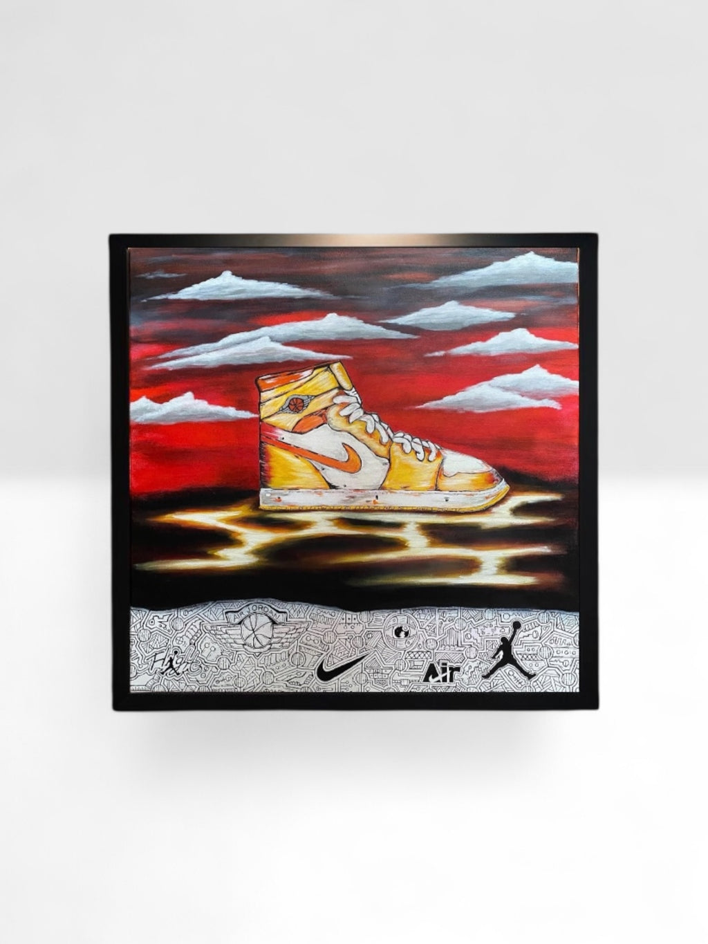 Air Jordan Dreamscape – Sneaker Pop Art Canvas, 30x30 Abstract Red Sky