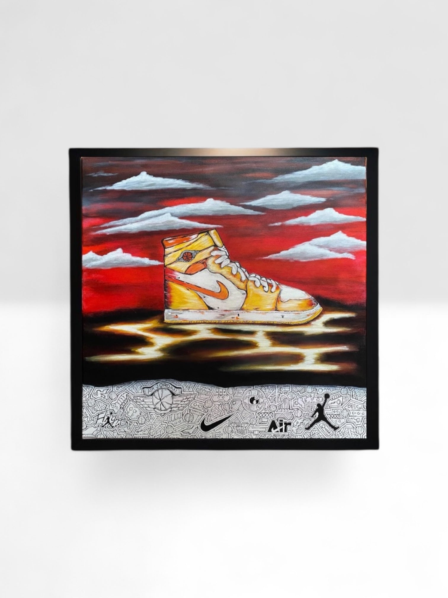Air Jordan Dreamscape – Sneaker Pop Art Canvas, 30x30 Abstract Red Sky