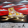 Air Jordan Dreamscape – Sneaker Pop Art Canvas, 30x30 Abstract Red Sky